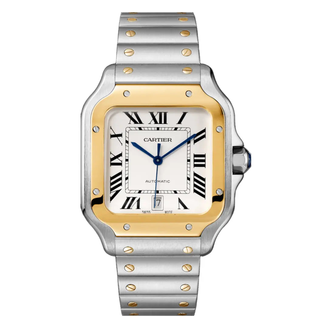 Reloj Santos Two-Tone White Dial de Kronos Relojes - Vista frontal con esfera blanca