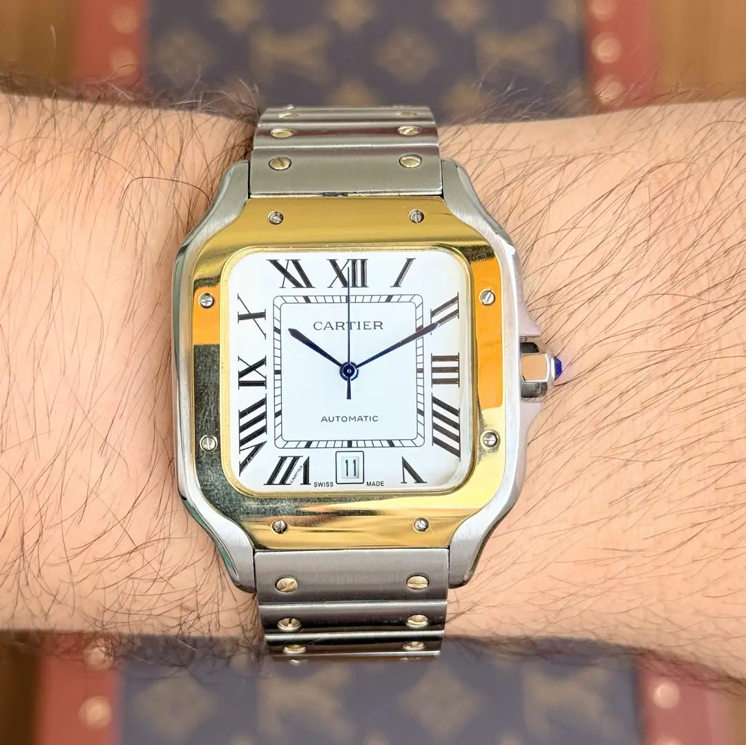 Esfera blanca del Santos Two-Tone con índices aplicados - Joyería Kronos