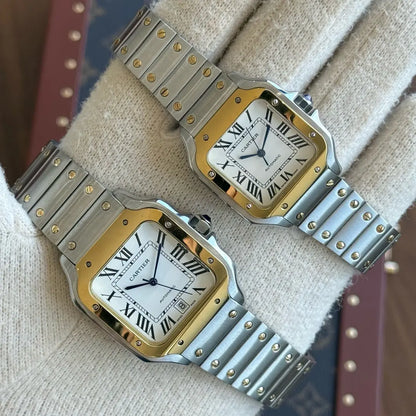 Reloj de lujo accesible Santos dos tonos acero oro - Tienda Kronos