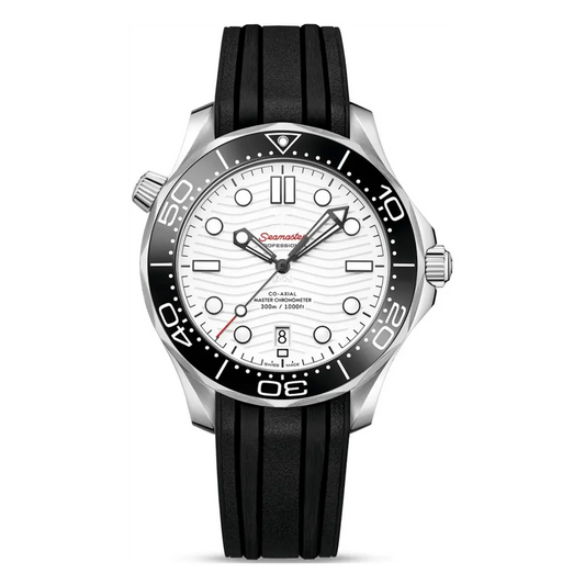 Seamaster Diver 300M acero esfera blanca correa goma - Kronos Relojes