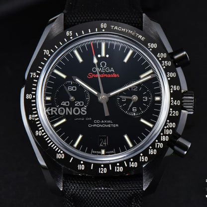 Speedmaster ‘dark Side Of The Moon’ Real Ceramic Omf 44mm Black Dial Nylon Strap - Authentic Movement