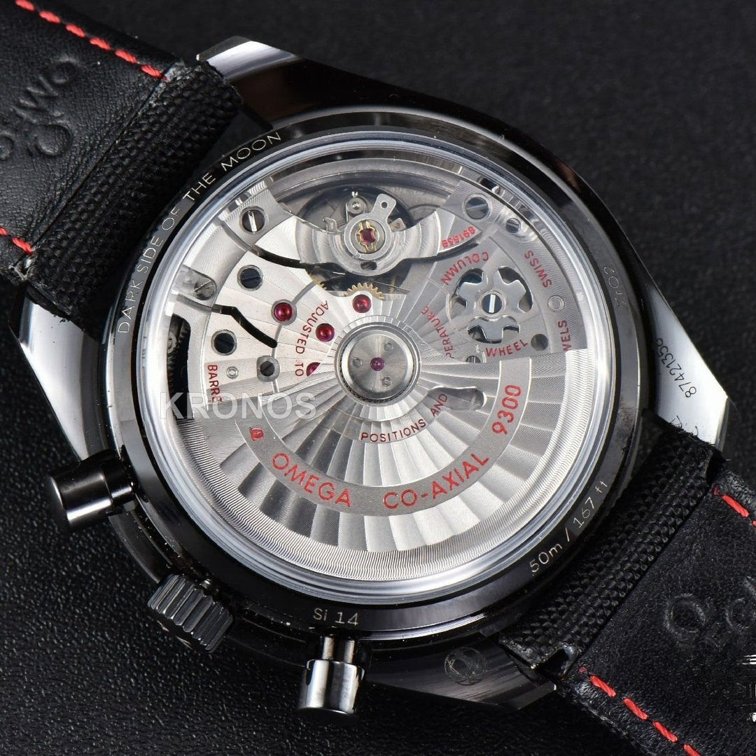 Speedmaster ‘dark Side Of The Moon’ Real Ceramic Omf 44mm Black Dial Nylon Strap - Authentic Movement