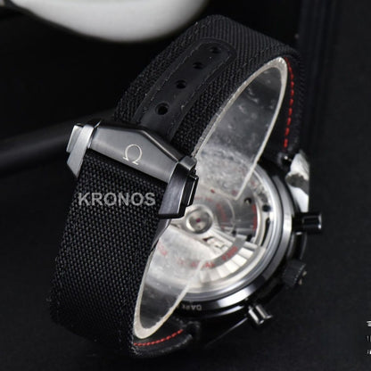 Speedmaster ‘dark Side Of The Moon’ Real Ceramic Omf 44mm Black Dial Nylon Strap - Authentic Movement