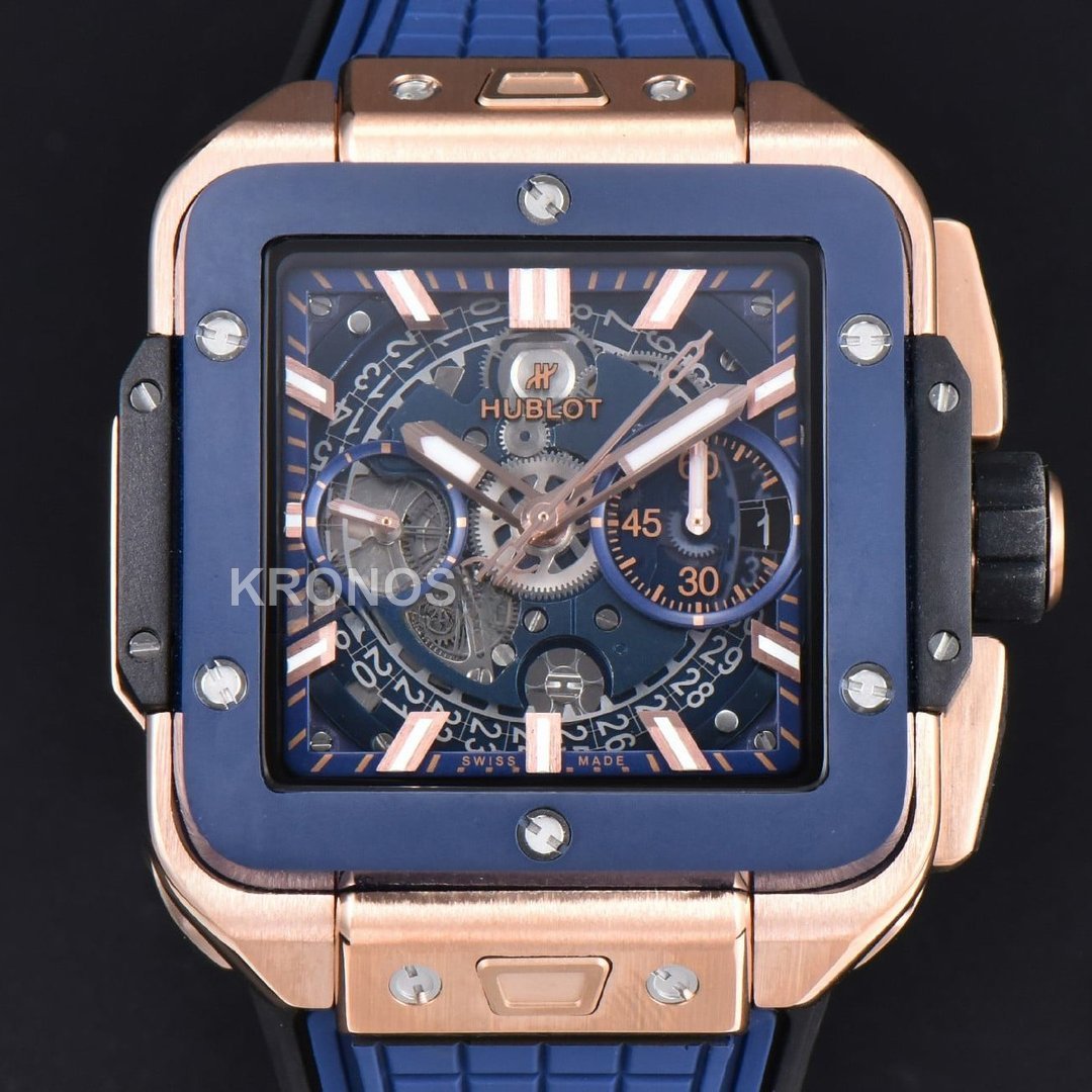 Square Bang Unico 42mm Blue Bzel Blue Skeleton Dial Blue A1280 - Authentic Movement