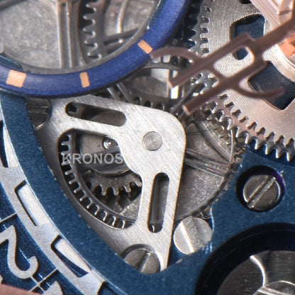 Square Bang Unico 42mm Blue Bzel Blue Skeleton Dial Blue A1280 - Authentic Movement