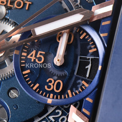 Square Bang Unico 42mm Blue Bzel Blue Skeleton Dial Blue A1280 - Authentic Movement