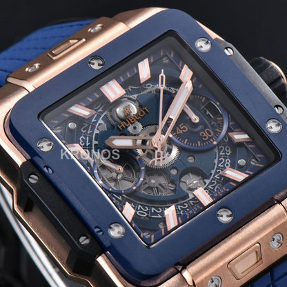 Square Bang Unico 42mm Blue Bzel Blue Skeleton Dial Blue A1280 - Authentic Movement