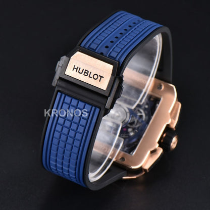 Square Bang Unico 42mm Blue Bzel Blue Skeleton Dial Blue A1280 - Authentic Movement