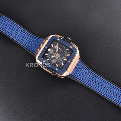 Square Bang Unico 42mm Blue Bzel Blue Skeleton Dial Blue A1280 - Authentic Movement