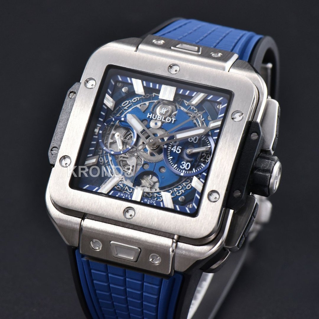 Square Bang Unico 42mm Titanium 1 Blue Skeleton Dial Blue A1280 - Authentic Movement