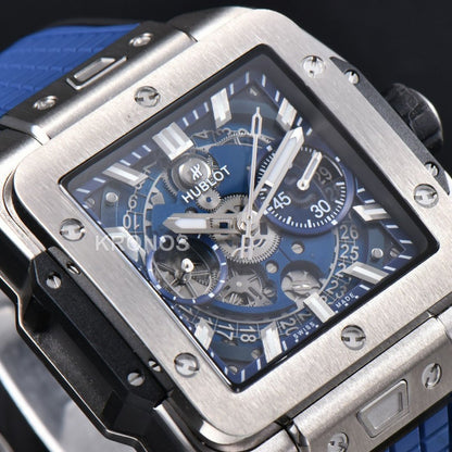 Square Bang Unico 42mm Titanium 1 Blue Skeleton Dial Blue A1280 - Authentic Movement