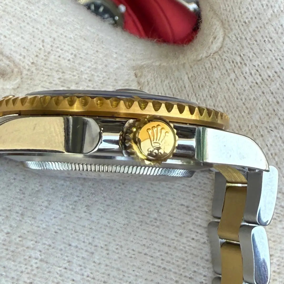 Detalle corona Submariner Bluesy Rolesor maquinaria auténtica estilo AAA