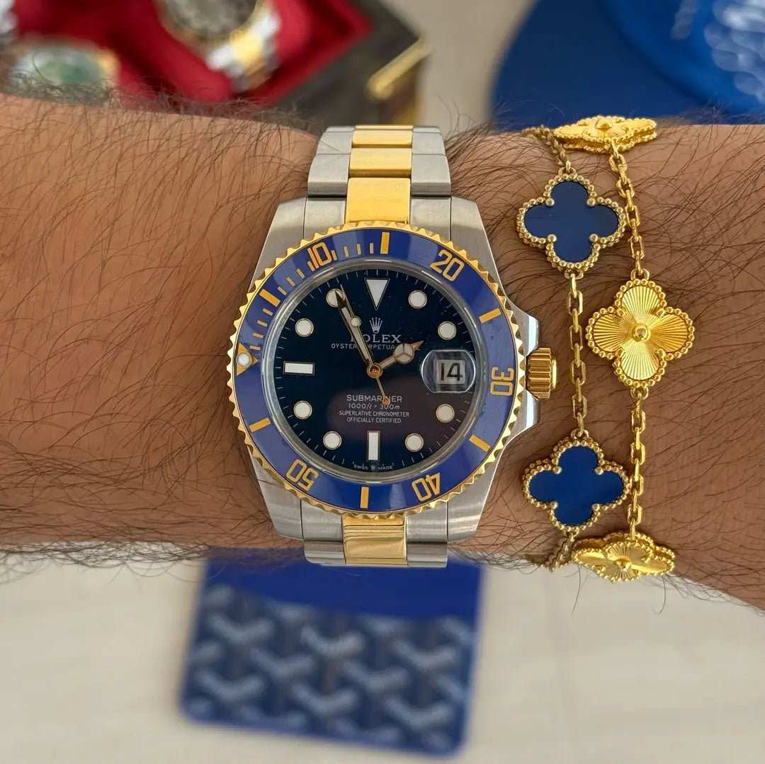 Caja de acero inoxidable Submariner Bluesy Rolesor esfera azul Kronos
