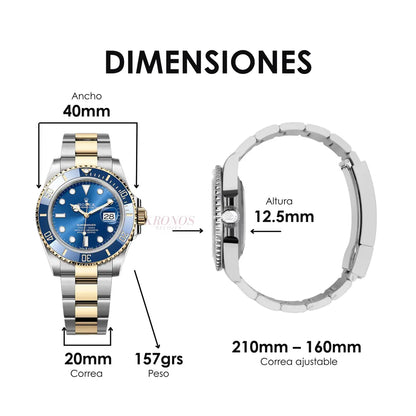 Reloj Submariner Bluesy Rolesor completo inspirado lujo accesible Kronos Relojes