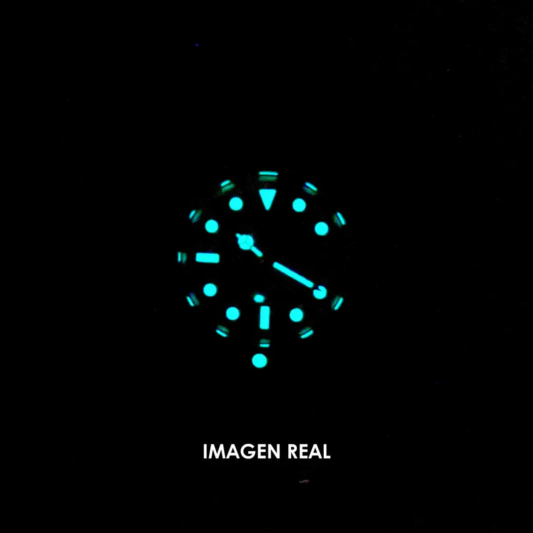 Esfera negra luminiscente Submariner bisel azul Kronos Relojes