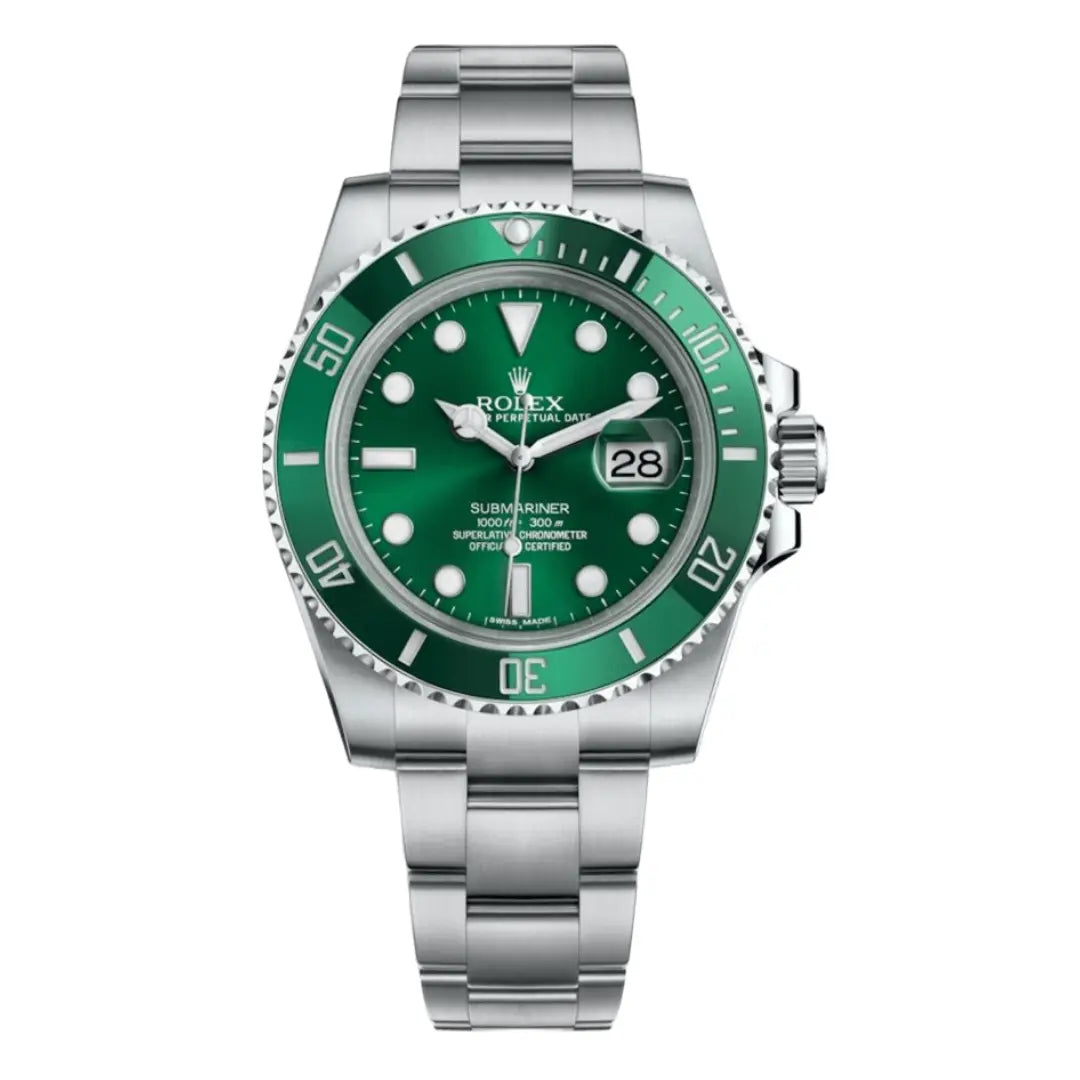 Reloj Submariner Hulk Oystersteel esfera verde Kronos Relojes vista frontal