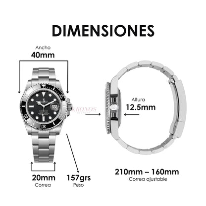 Submariner Black Dial resistente agua buceo Kronos México