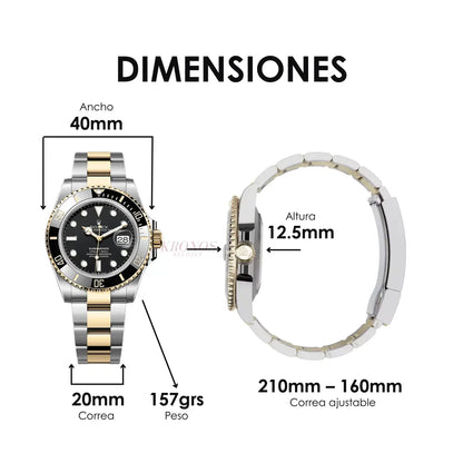Cronógrafo Submariner Rolesor acero oro Kronos Relojes maquinaria suiza estilo