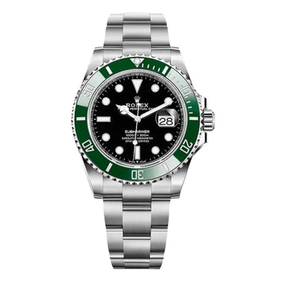 Reloj Submariner Starbucks Oystersteel esfera negra bisel verde Kronos Relojes