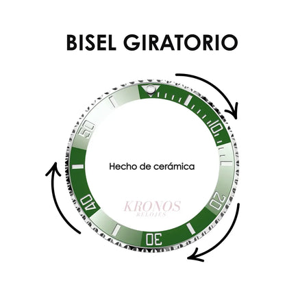 Reloj submarino Submariner esfera negra bisel verde lujo accesible Kronos