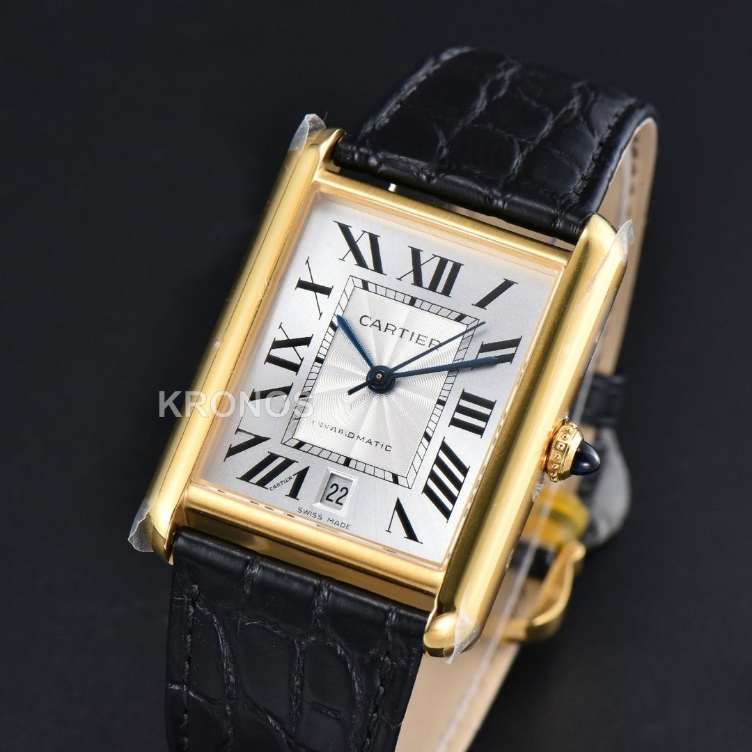 Tank Louis XL Automatic 31mm X 41mm Black Croc Textured - Authentic Movement