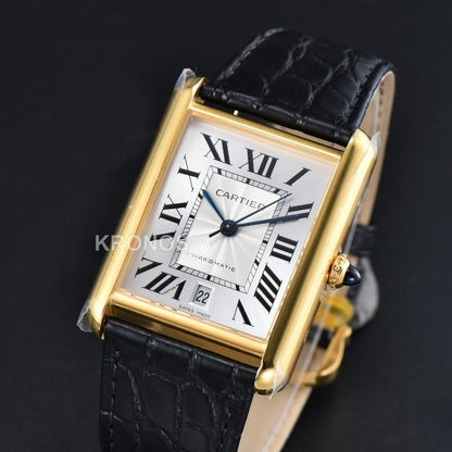 Tank Louis XL Automatic 31mm X 41mm Black Croc Textured - Authentic Movement