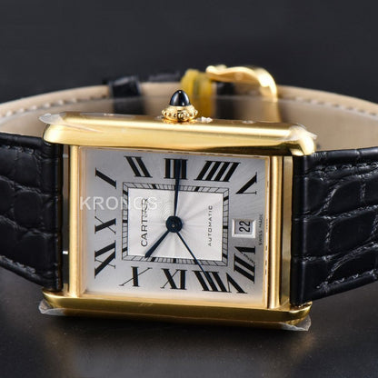 Tank Louis XL Automatic 31mm X 41mm Black Croc Textured - Authentic Movement