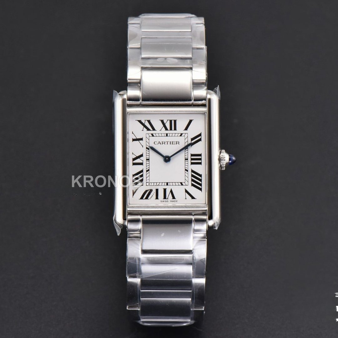 Tank Must Large 33.7mmx25.5mm White Dial Ronda Quartz - Authentic Movement