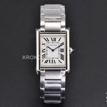 Tank Must Large 33.7mmx25.5mm White Dial Ronda Quartz - Authentic Movement