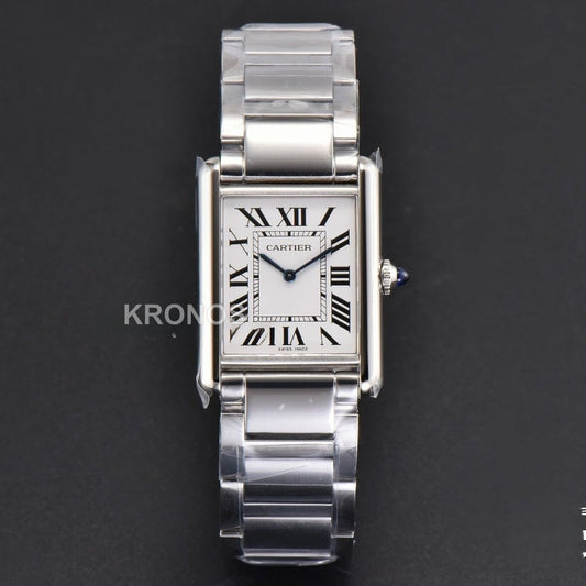 Tank Must Large 33.7mmx25.5mm White Dial Ronda Quartz - Authentic Movement