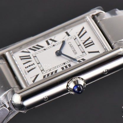 Tank Must Large 33.7mmx25.5mm White Dial Ronda Quartz - Authentic Movement