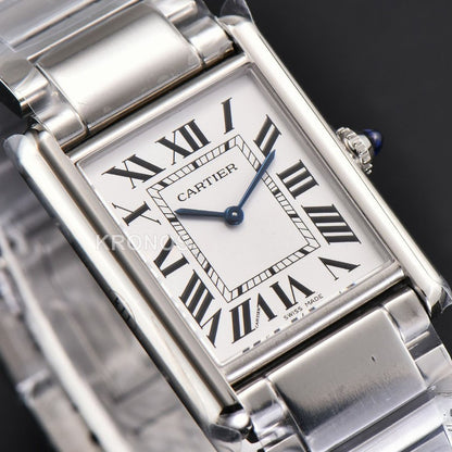 Tank Must Large 33.7mmx25.5mm White Dial Ronda Quartz - Authentic Movement
