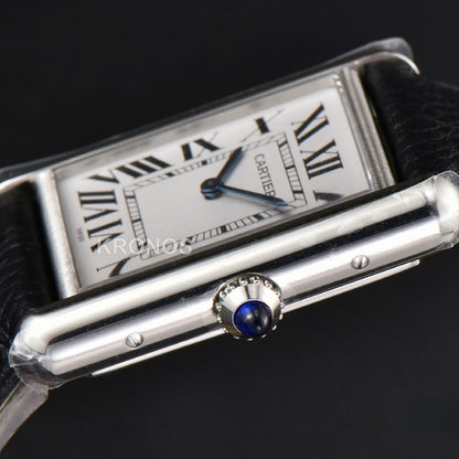 Tank Must Large 33.7×25.5mm White Dial Black Quartz - Authentic Movement