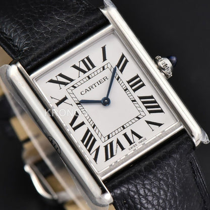 Tank Must Large 33.7×25.5mm White Dial Black Quartz - Authentic Movement