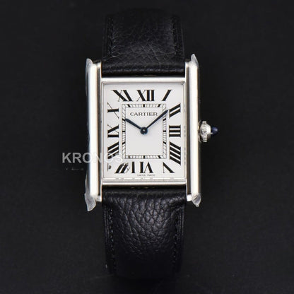 Tank Must Large 33.7×25.5mm White Dial Black Quartz - Authentic Movement