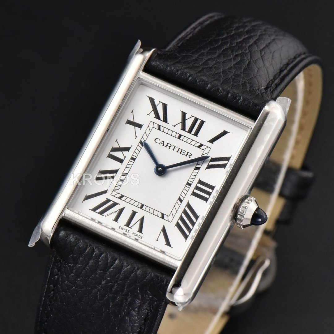 Tank Must Large 33.7×25.5mm White Dial Black Quartz - Authentic Movement
