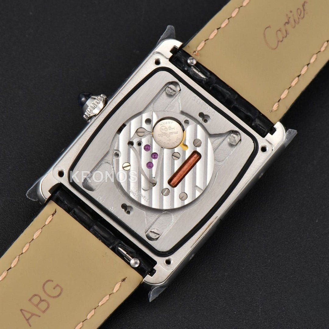 Tank Must Large 33.7×25.5mm White Dial Black Quartz - Authentic Movement