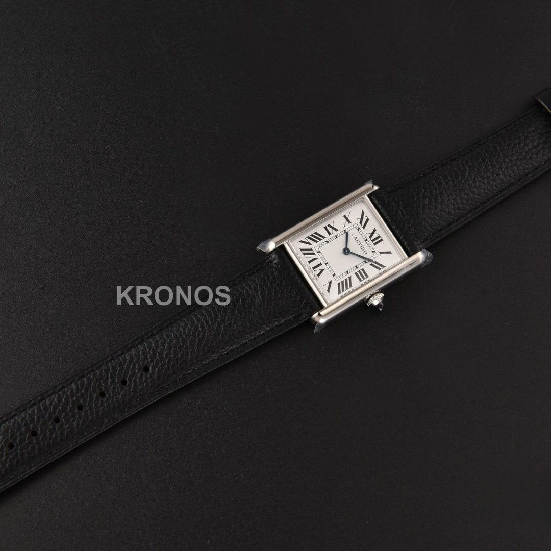 Tank Must Large 33.7×25.5mm White Dial Black Quartz - Authentic Movement