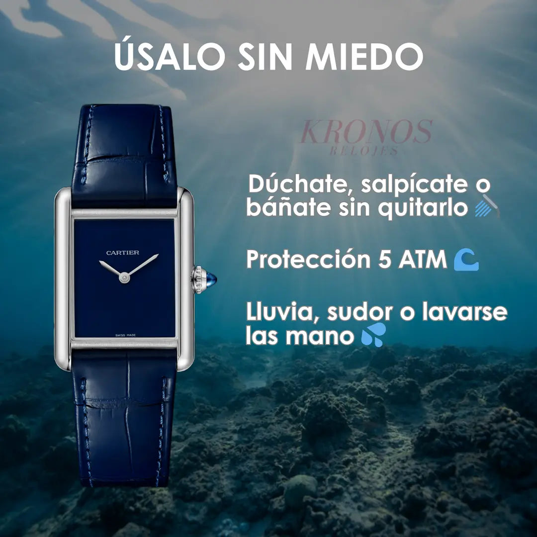 Reloj de pulsera Tank Steel azul estilo AAA Kronos Relojes lifestyle
