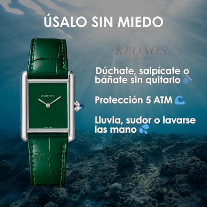 Tank Steel Green Minimal Dial - Maquinaria auténtica Kronos México