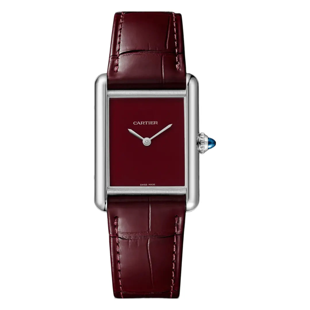 Tank Steel Red Minimal Dial reloj lujo accesible Kronos Relojes vista frontal