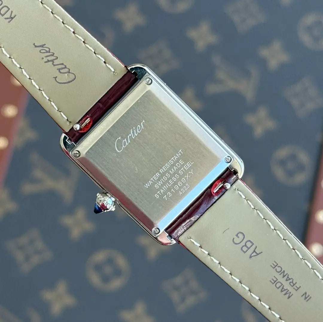 Correa piel genuina reloj Tank Steel Red Kronos Relojes cierre seguro