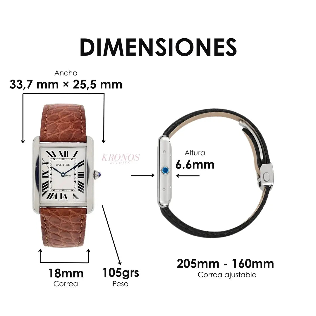 Reloj cuadrado Tank Steel inspirado lujo accesible - Kronos México