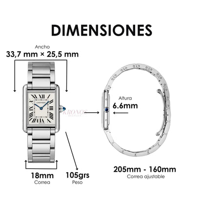 Reloj Tank Steel White Dial Kronos fondo blanco producto