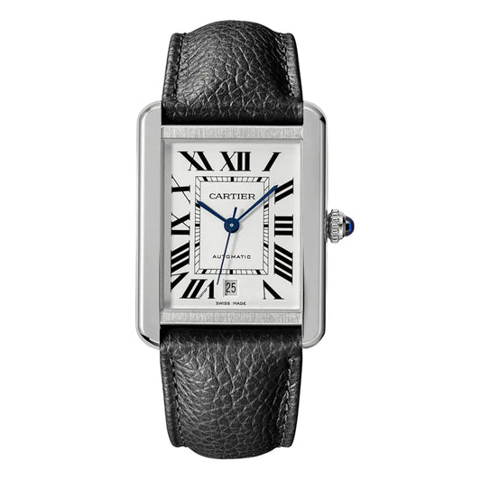Reloj Tank Steel esfera blanca correa cuero Kronos Relojes vista frontal