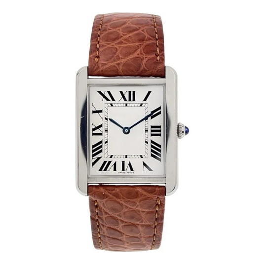 Tank Steel – White Dial Vine Leather Strap