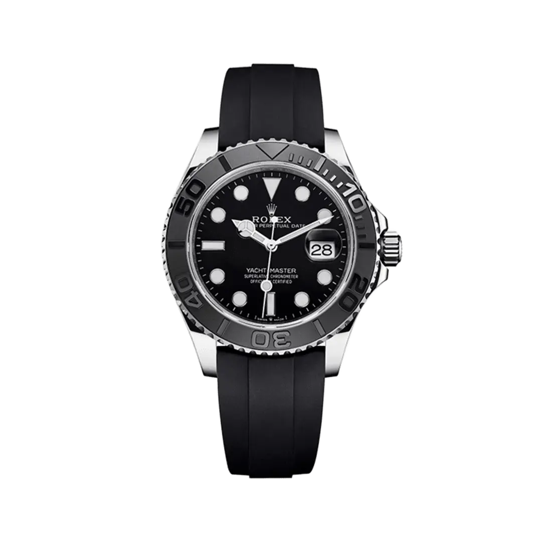 Reloj Yacht-Master Oystersteel Black Dial Oysterflex de Kronos Relojes - Vista frontal completa