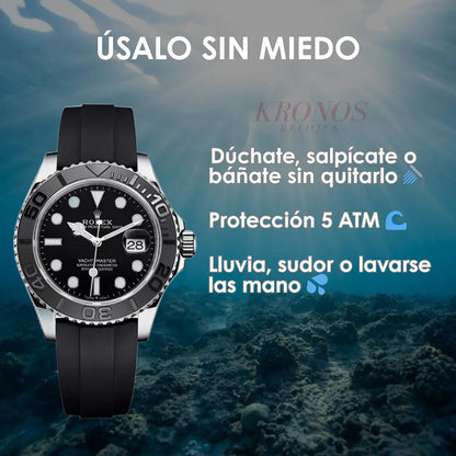Reloj Yacht-Master estilo AAA Black Oysterflex de Kronos - Cierre de seguridad