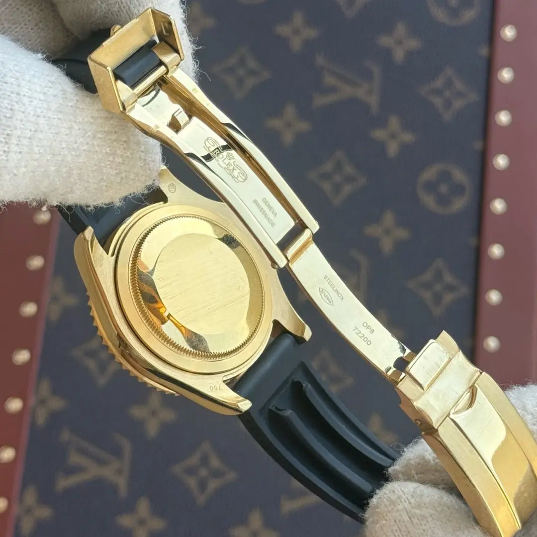 Detalle de bisel y manecillas Yacht-Master Black Dial Kronos Relojes